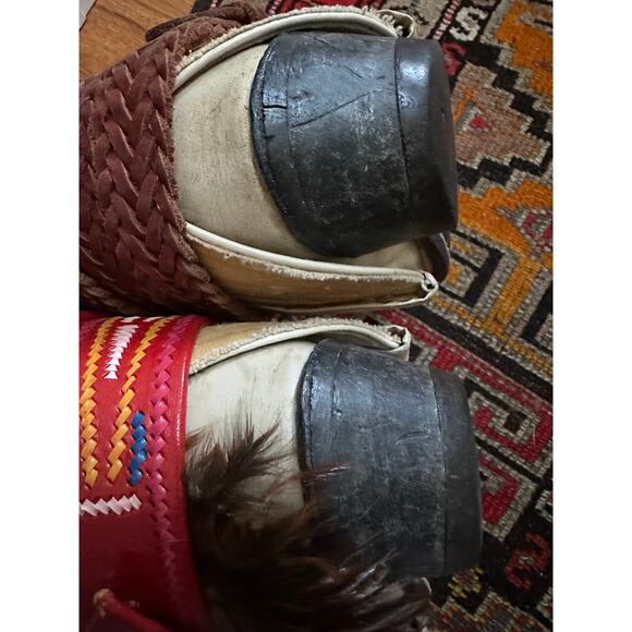 Upsicled cowboy boots boho bohemian booties feather reworked sz 8 free people - Picture 3 of 16